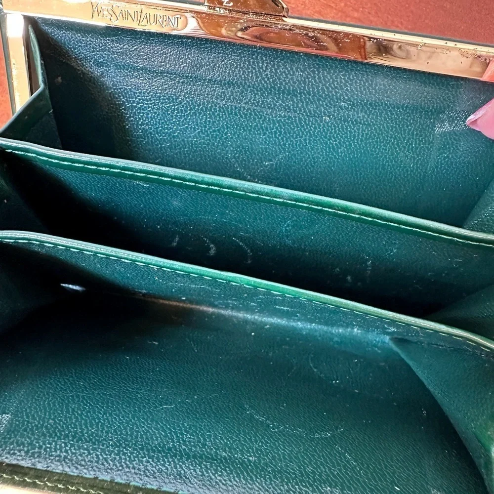 Yves Saint Laurent Green Leather Clutch